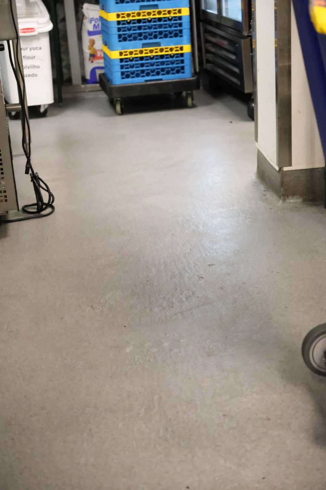 Clean commercial hard floor after service