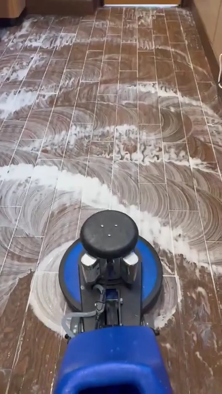 Video preview of rotary commercial floor cleaning